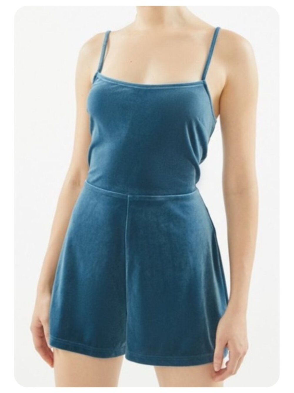 Urban Outfitters Luxe Velvet Tie-Back Spaghetti Strap Romper sz L